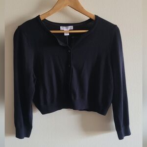 Motherhood Maternity cropped cardigan sweater Women's large classic black shrug